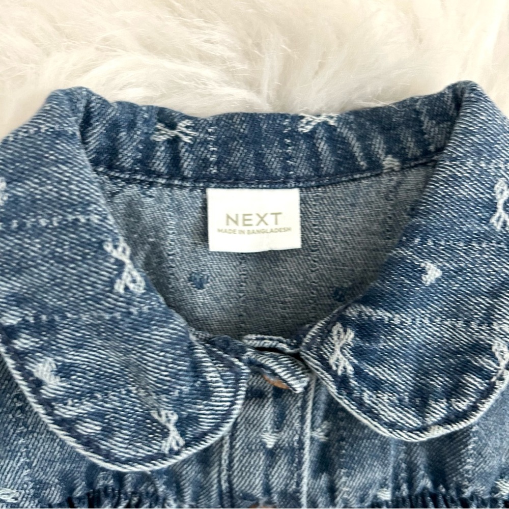 NEXT Baby Denim Dress | 12–18 Months | Peter Pan Collar - Picture 4 of 6